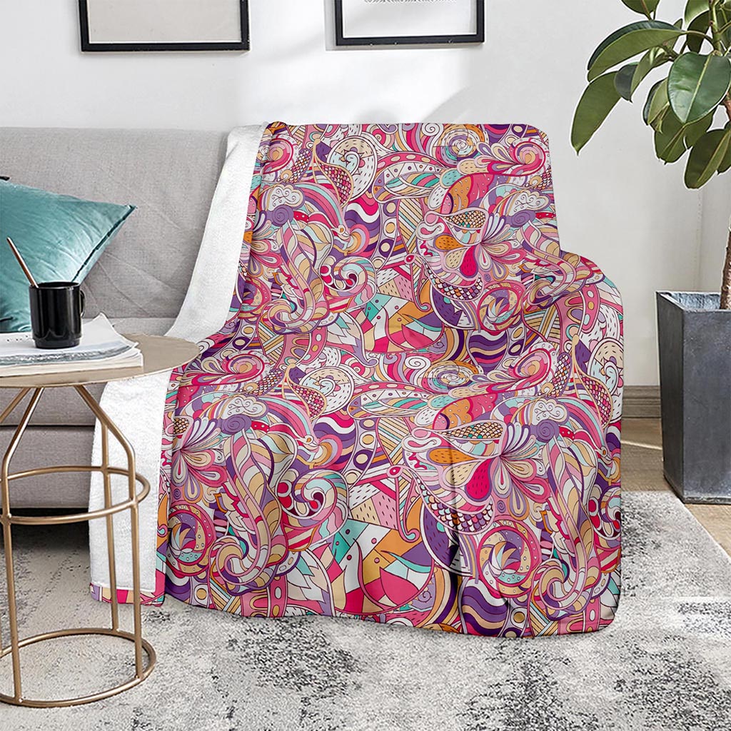 Pastel Bohemian Floral Pattern Print Blanket