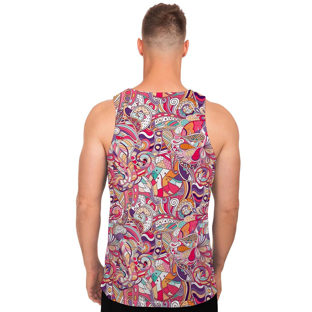 Pastel Bohemian Floral Pattern Print Men's Tank Top