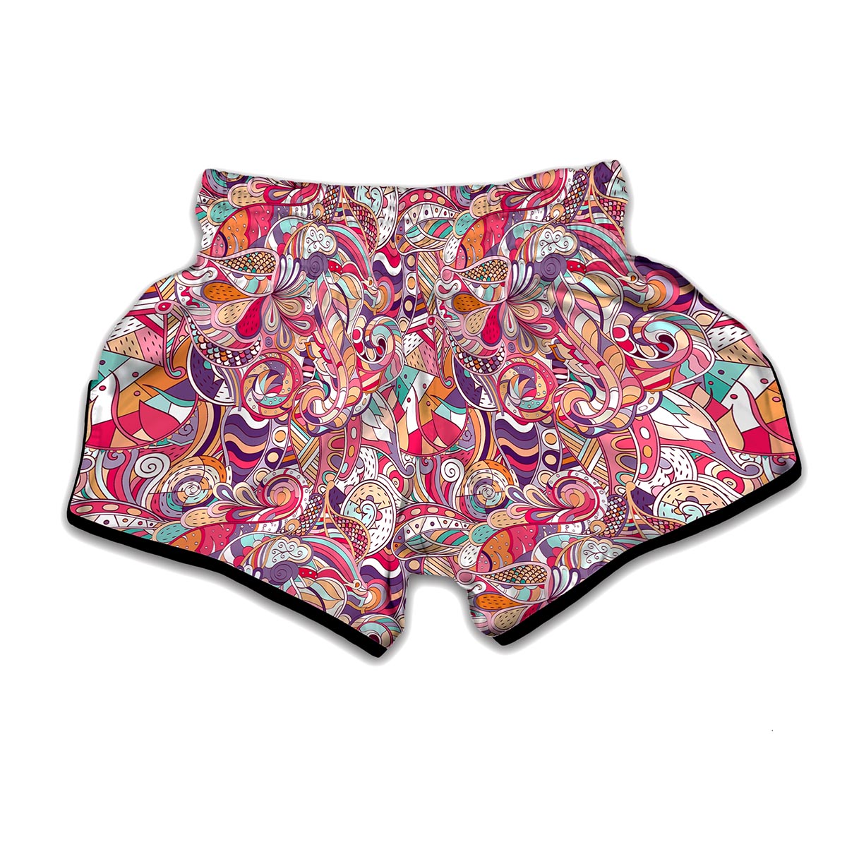 Pastel Bohemian Floral Pattern Print Muay Thai Boxing Shorts