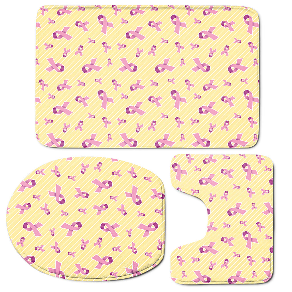 Pastel Breast Cancer Awareness Print 3 Piece Bath Mat Set