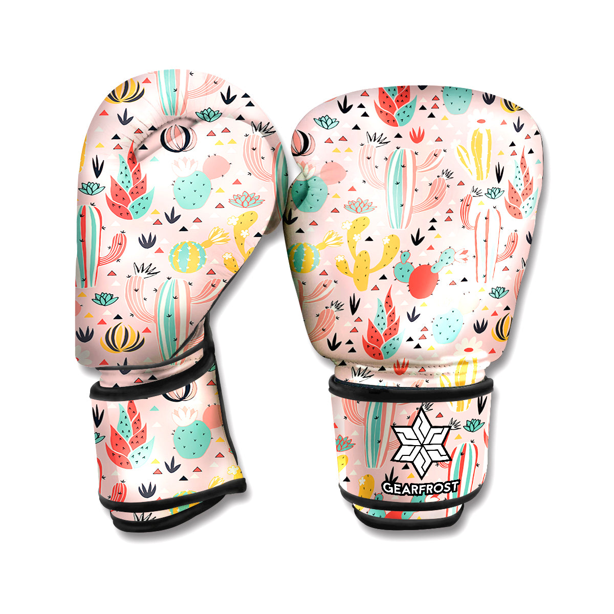 Pastel Cactus And Succulent Print Boxing Gloves
