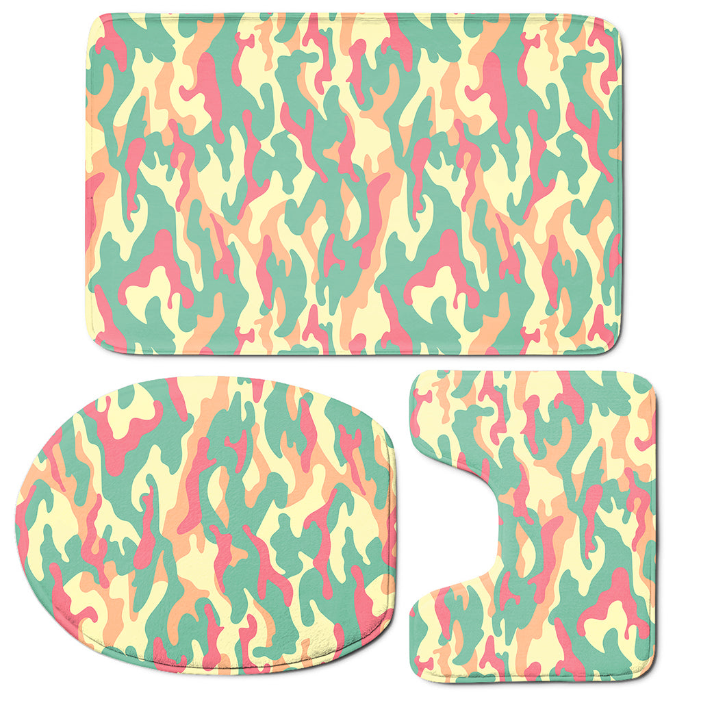 Pastel Camouflage Print 3 Piece Bath Mat Set