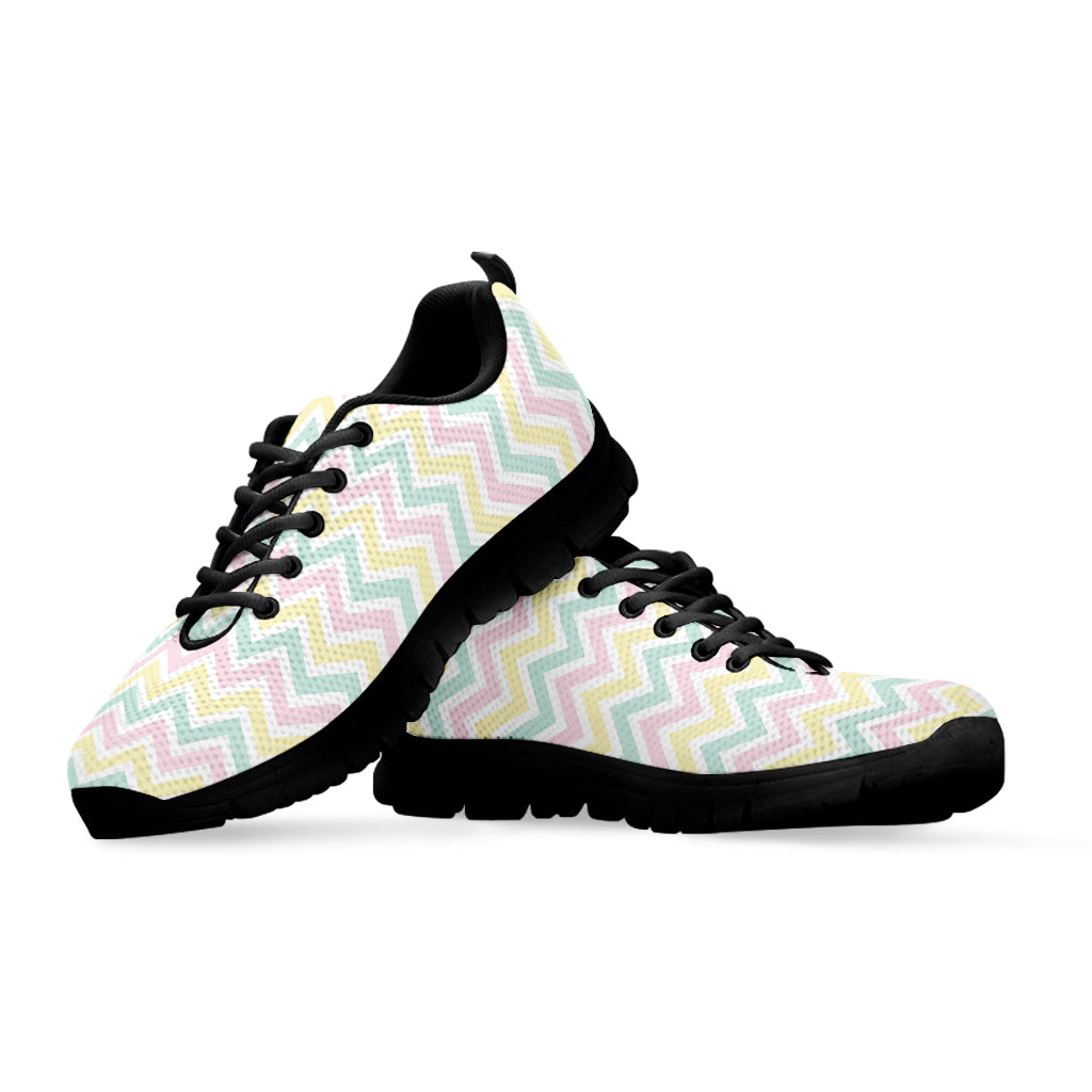Pastel Chevron Pattern Print Black Sneakers