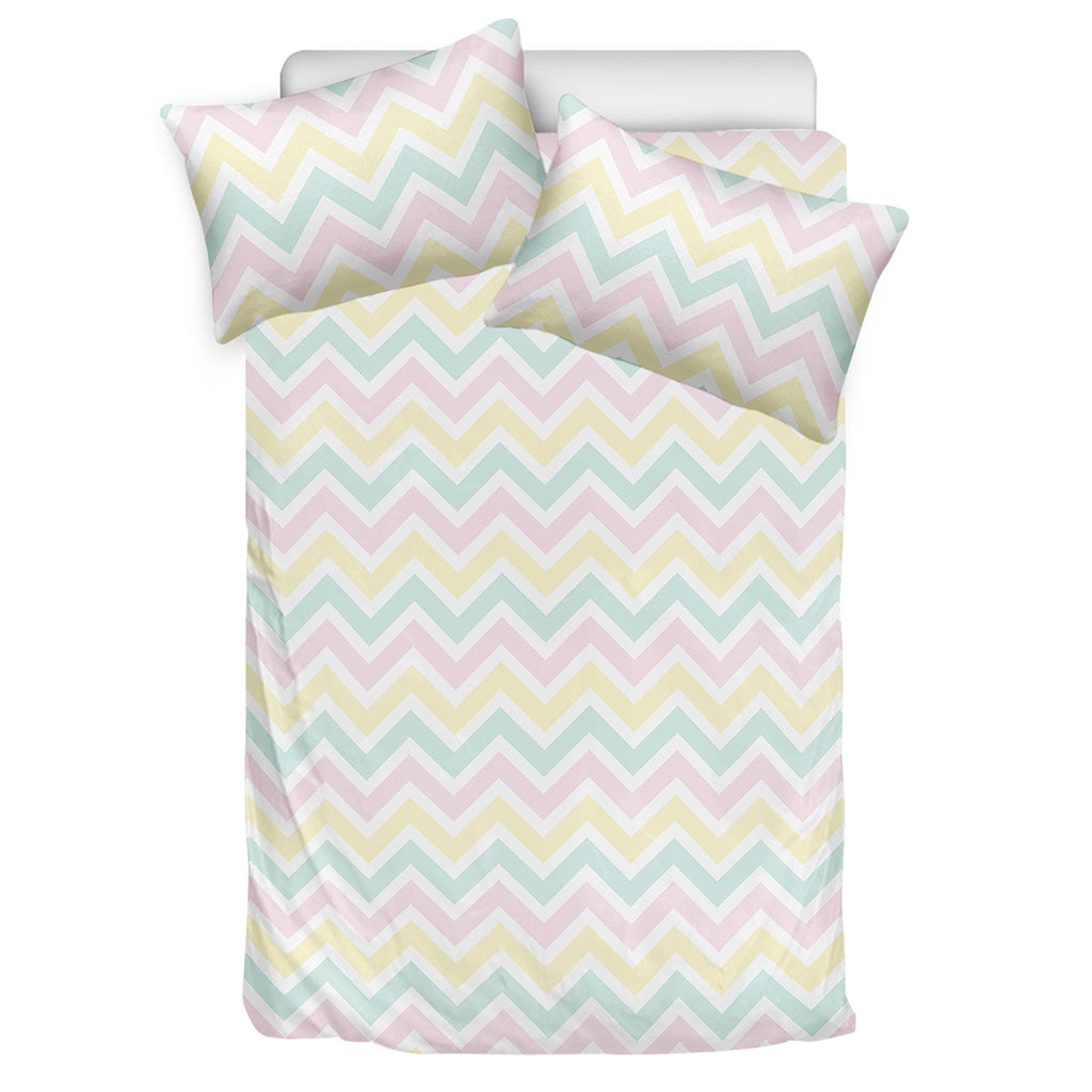 Pastel Chevron Pattern Print Duvet Cover Bedding Set