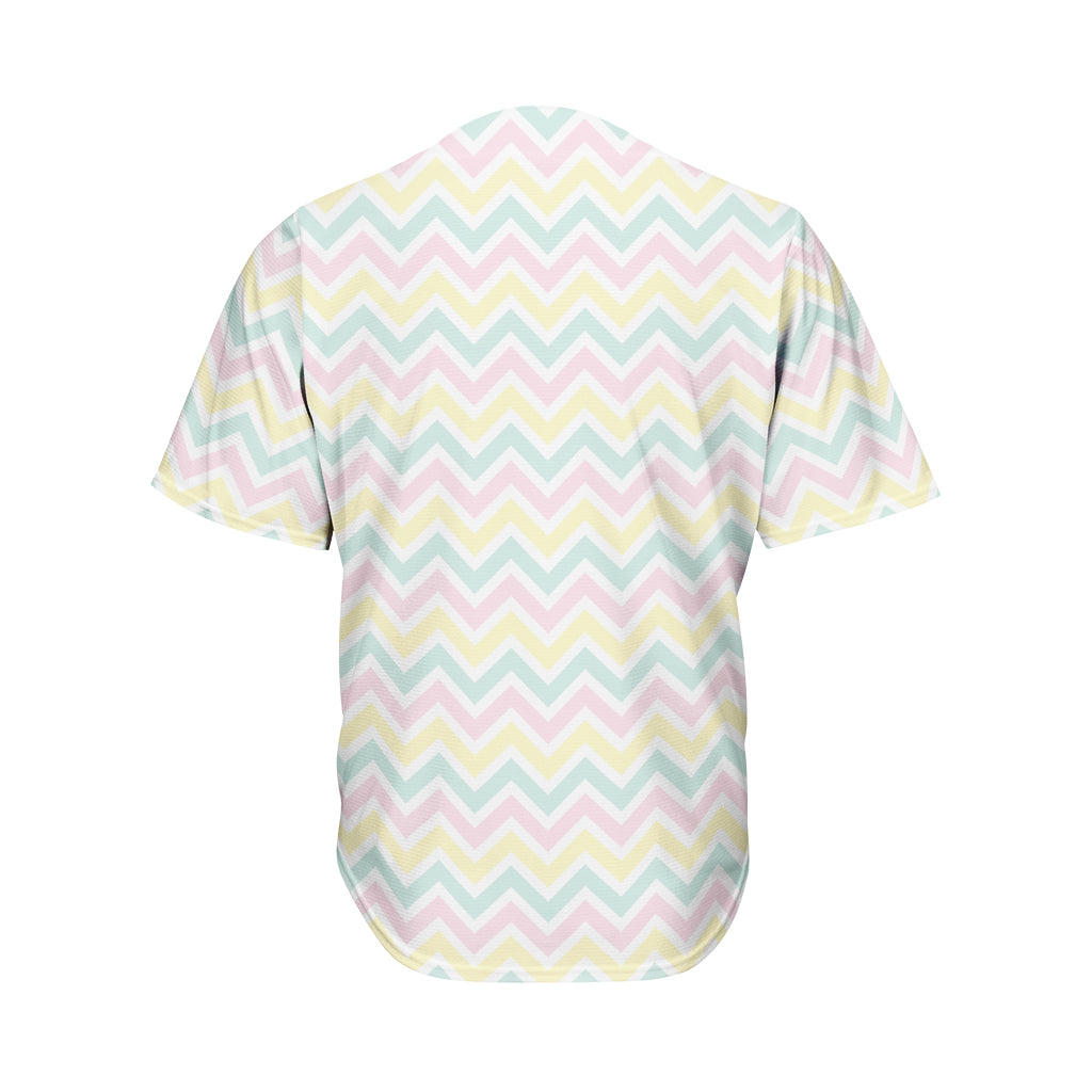 Pastel Chevron Pattern Print Men's Baseball Jersey