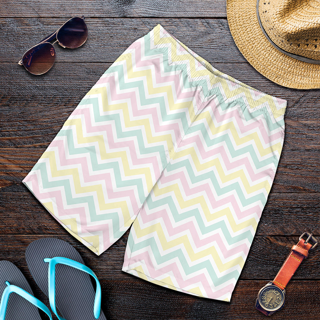 Pastel Chevron Pattern Print Men's Shorts