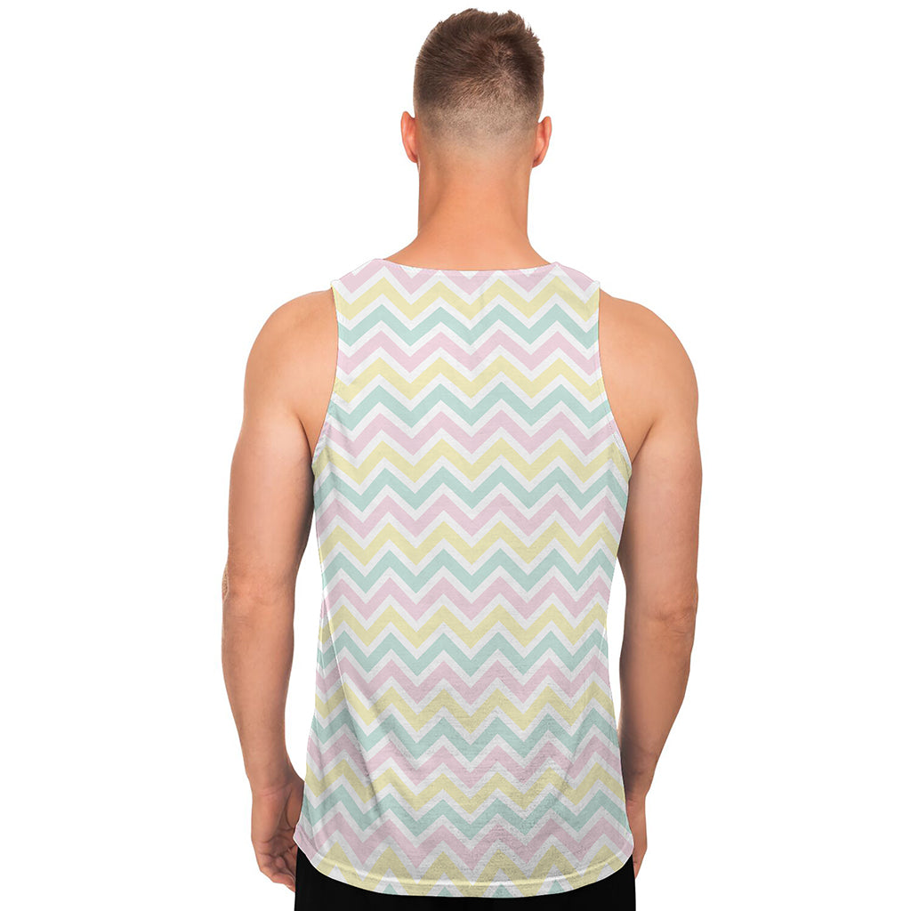 Pastel Chevron Pattern Print Men's Tank Top