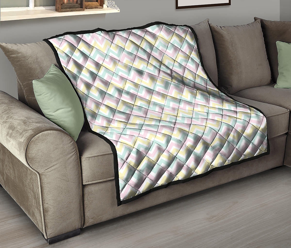 Pastel Chevron Pattern Print Quilt
