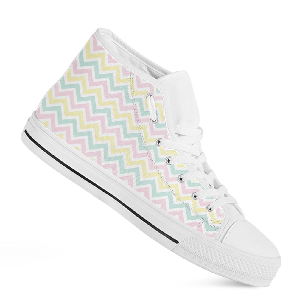 Pastel Chevron Pattern Print White High Top Shoes