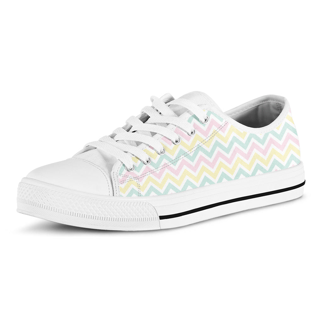 Pastel Chevron Pattern Print White Low Top Shoes