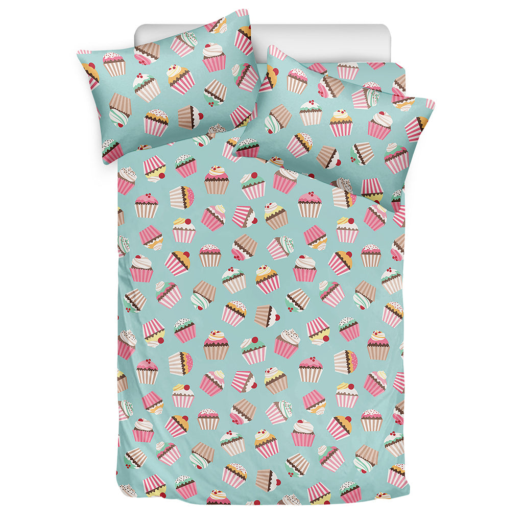 Pastel Cupcake Pattern Print Duvet Cover Bedding Set