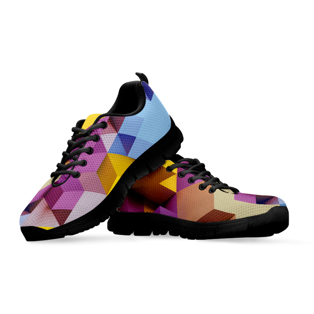 Pastel Geometric Cubic Print Black Sneakers