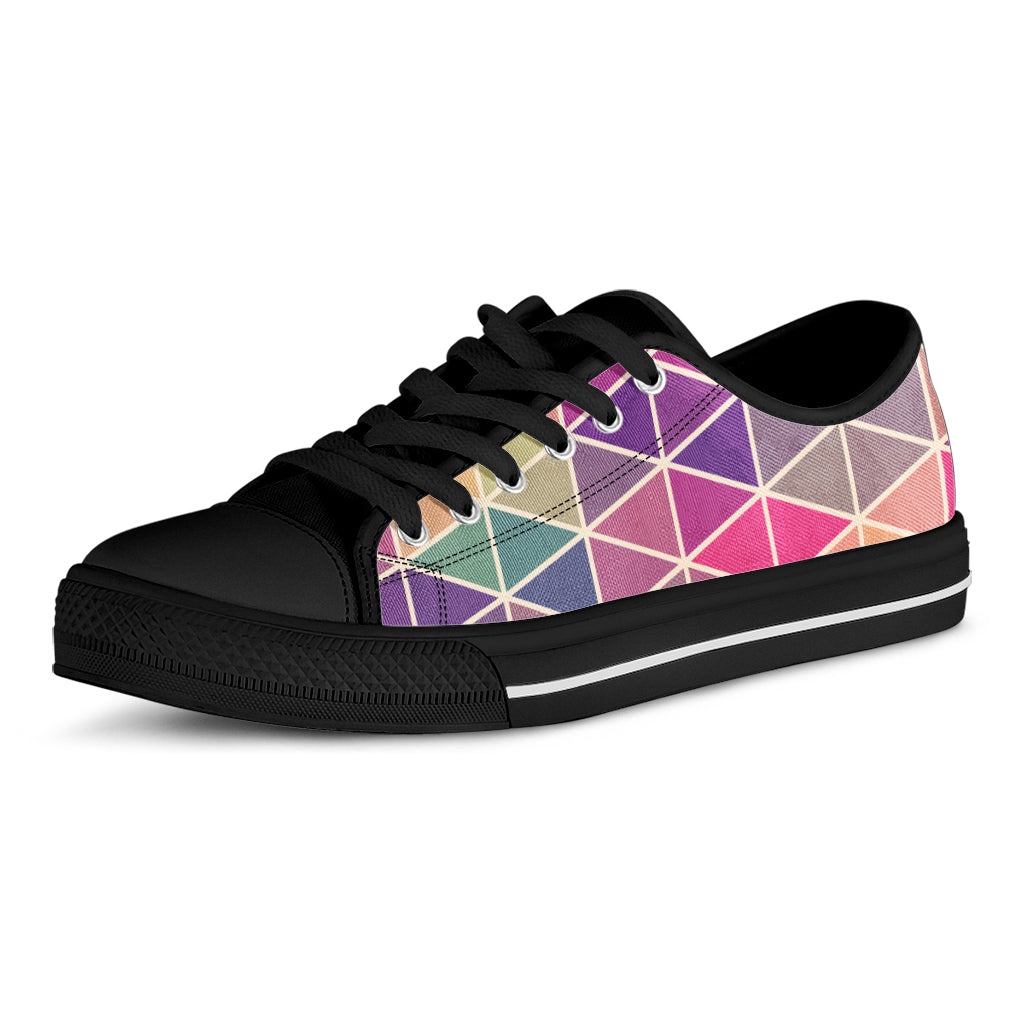 Pastel Geometric Shape Pattern Print Black Low Top Shoes