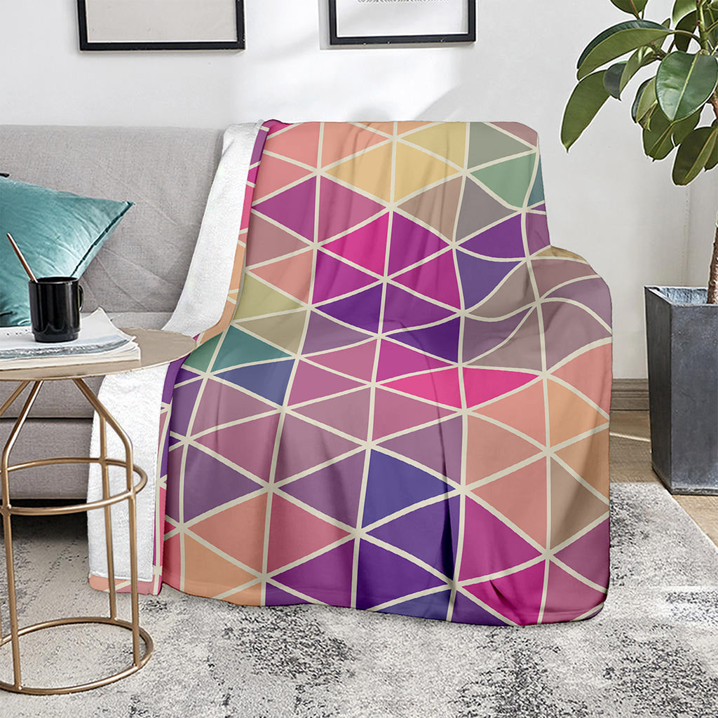 Pastel Geometric Shape Pattern Print Blanket