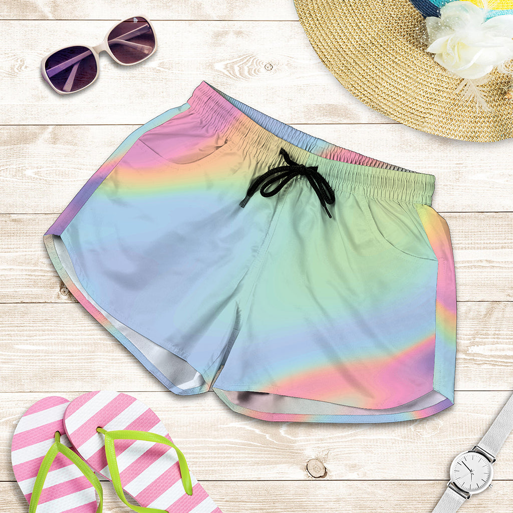 Pastel Holographic Print Women's Shorts