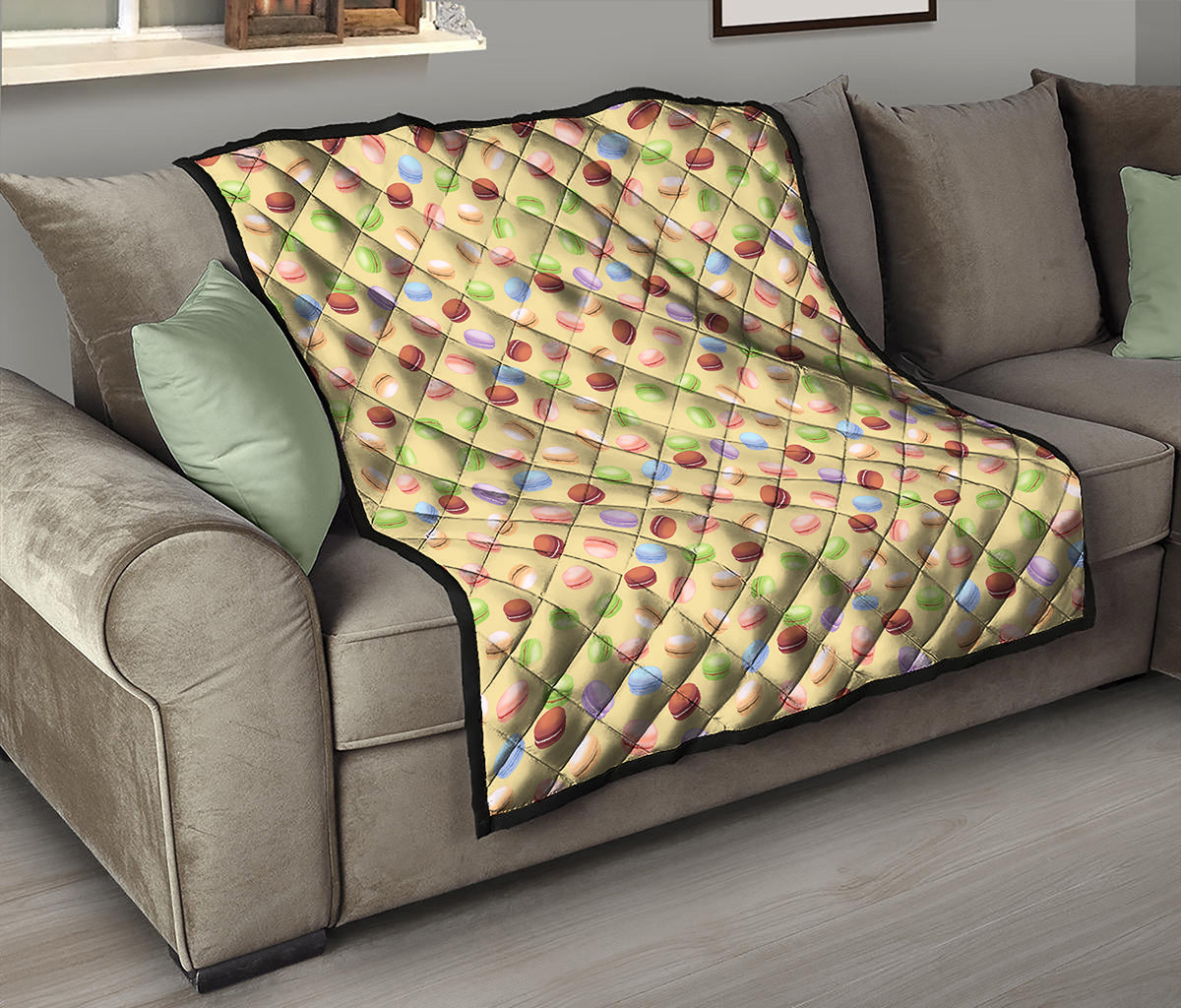 Pastel Macaron Pattern Print Quilt