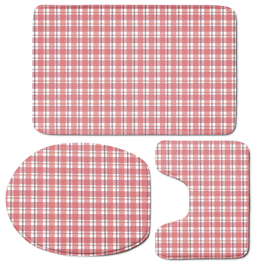 Pastel Madras Pattern Print 3 Piece Bath Mat Set
