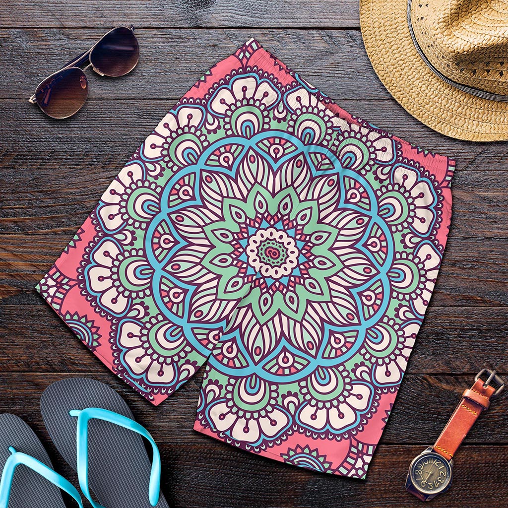 Pastel Mandala Bohemian Pattern Print Men's Shorts