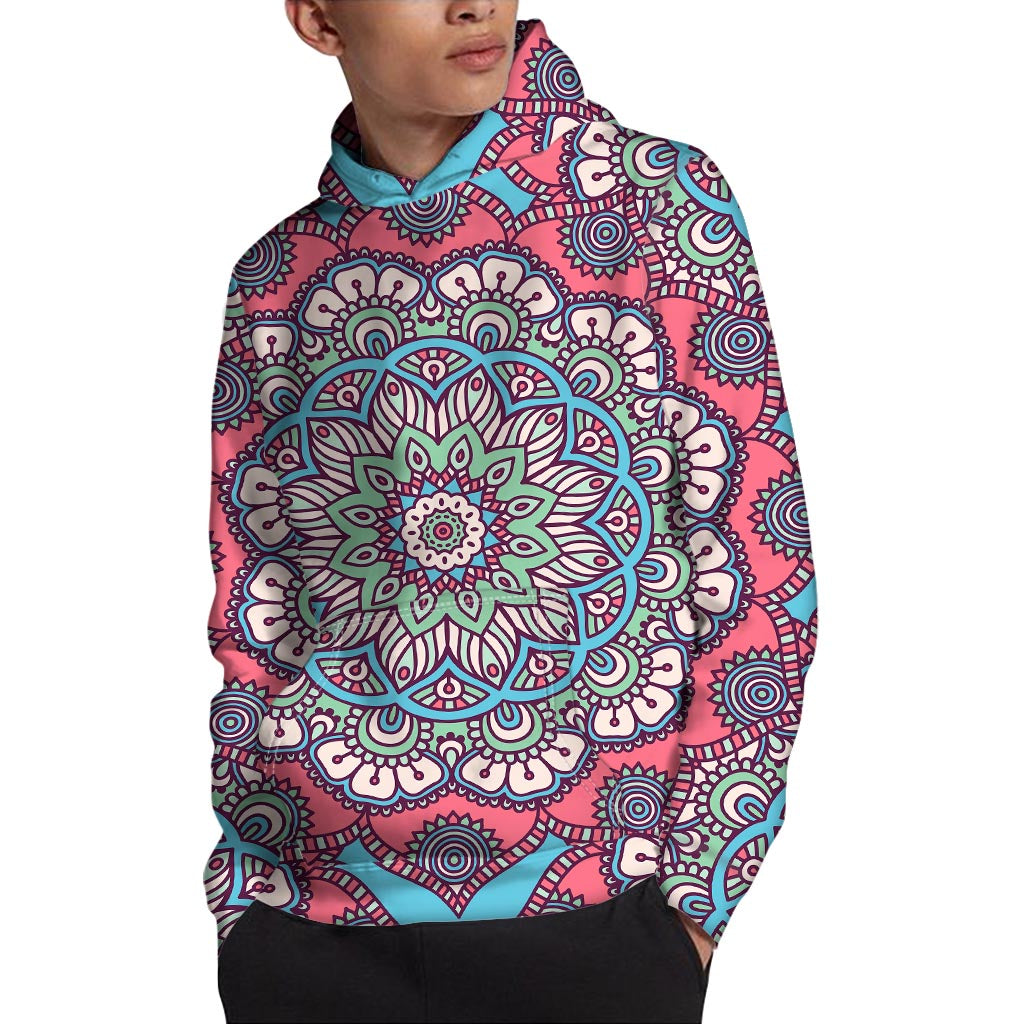 Pastel Mandala Bohemian Pattern Print Pullover Hoodie