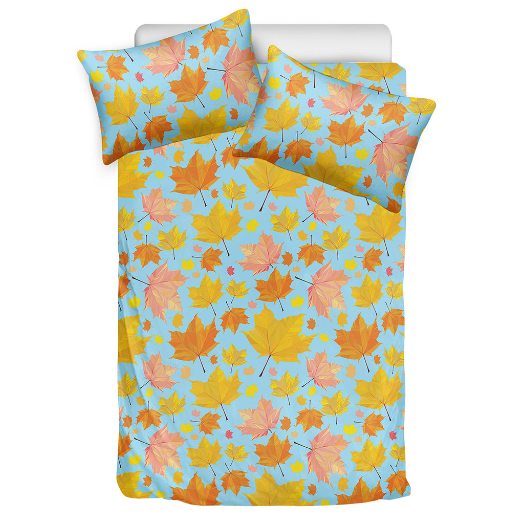 Pastel Maple Leaves Pattern Print Duvet Cover Bedding Set