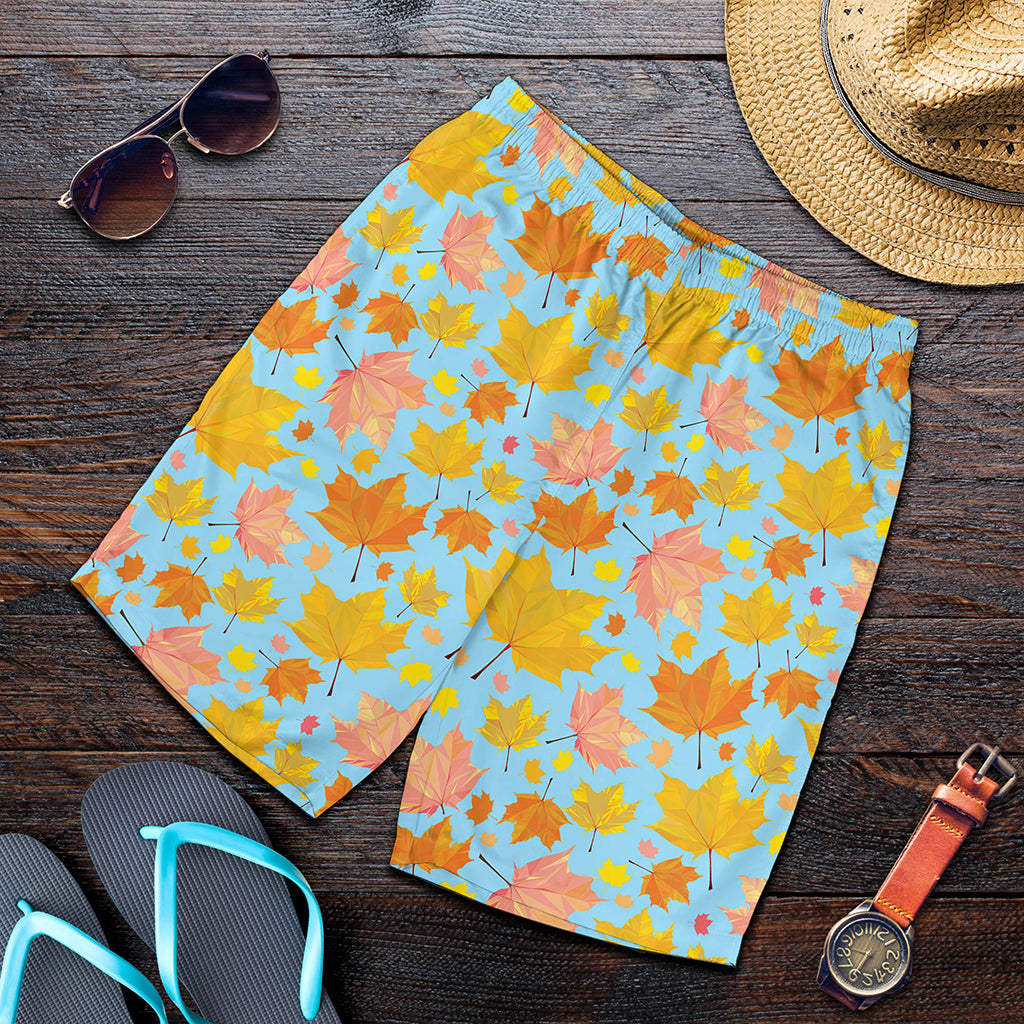 Pastel Maple Leaves Pattern Print Men's Shorts