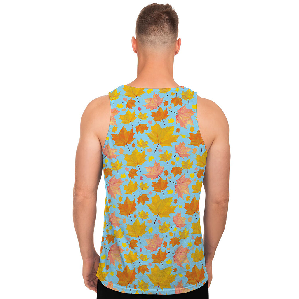 Pastel Maple Leaves Pattern Print Men's Tank Top