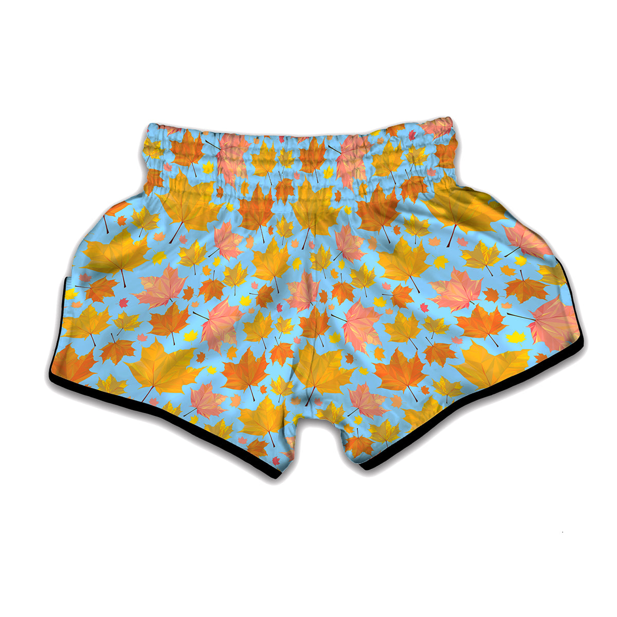 Pastel Maple Leaves Pattern Print Muay Thai Boxing Shorts