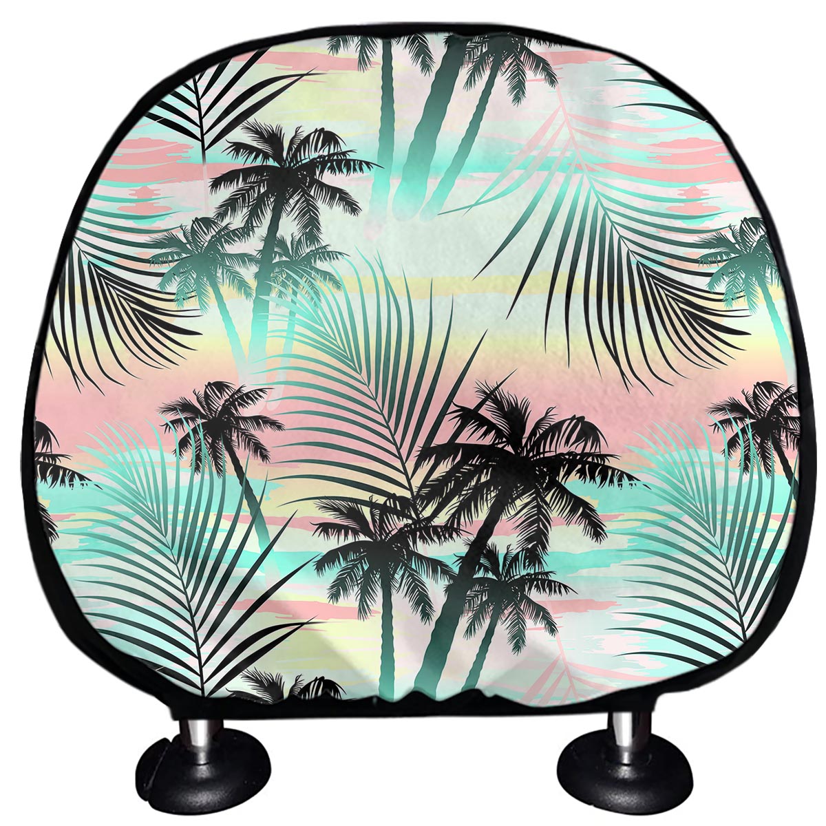 Pastel Palm Tree Pattern Print Car Headrest Covers