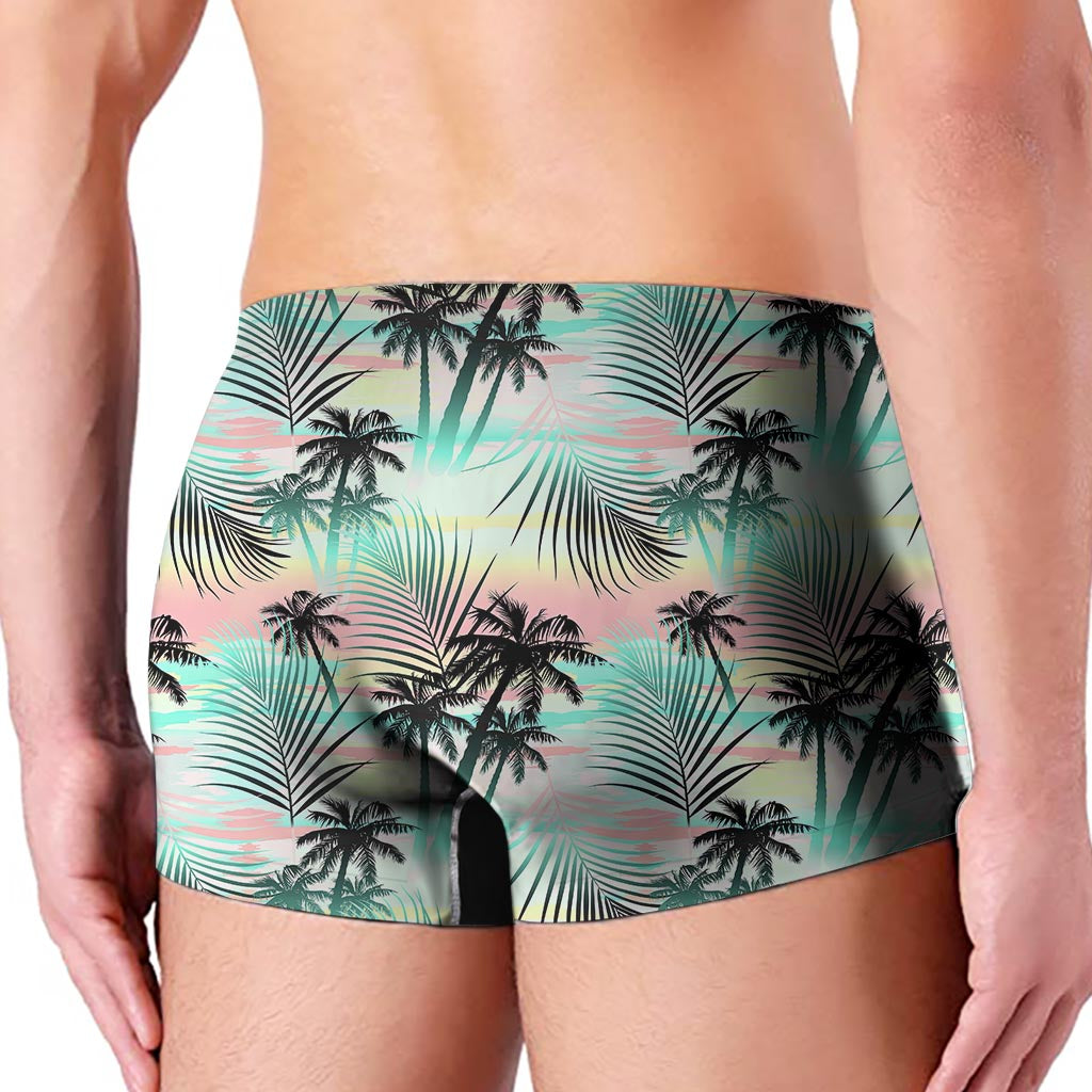 Pastel Palm Tree Pattern Print Men's Boxer Briefs