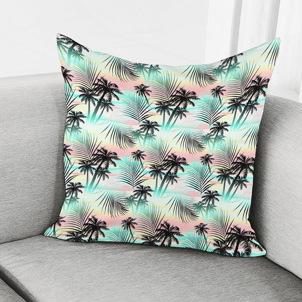 Pastel Palm Tree Pattern Print Pillow Cover