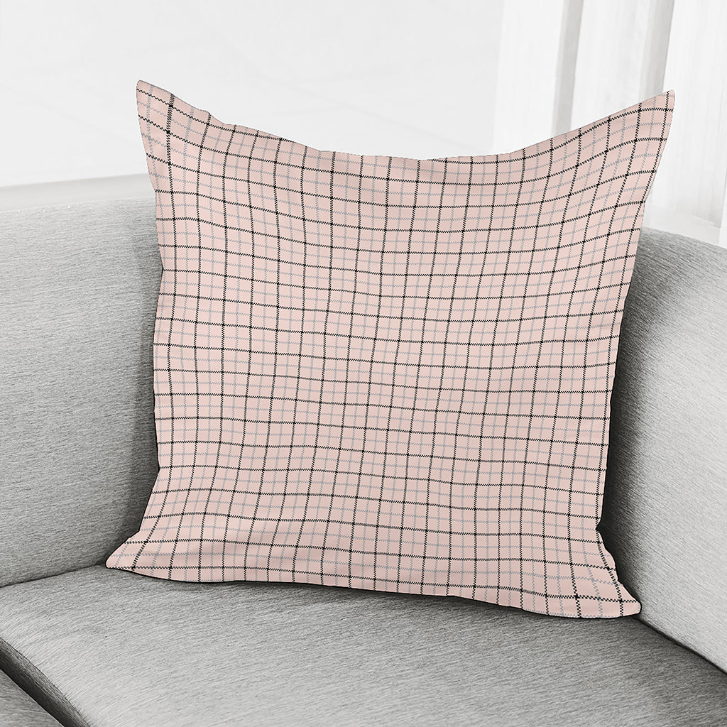 Pastel Pink And Black Tattersall Print Pillow Cover