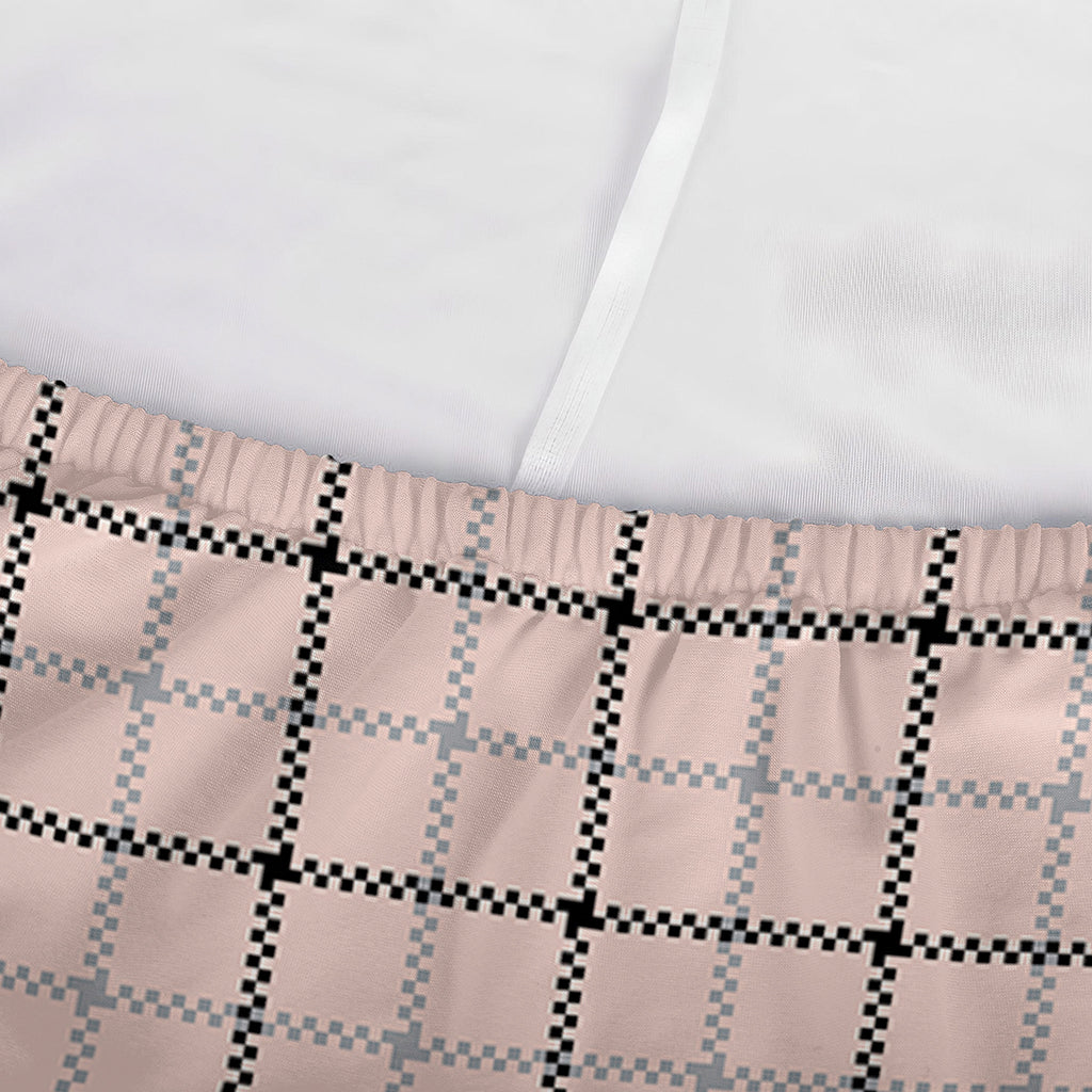 Pastel Pink And Black Tattersall Print Sofa Cover