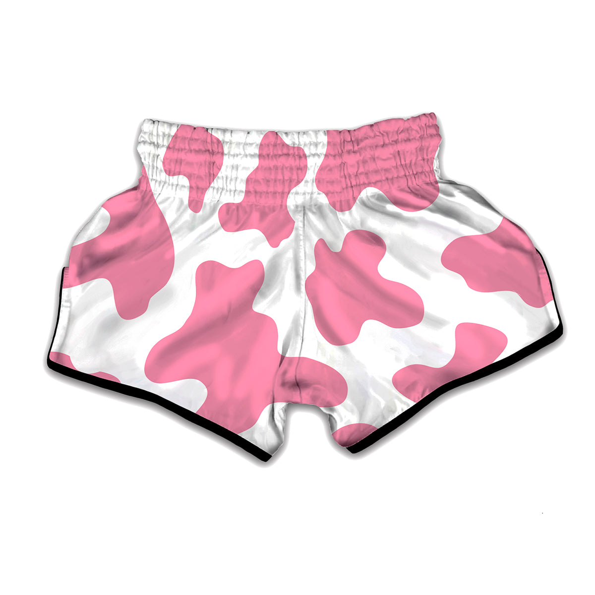 Pastel Pink And White Cow Print Muay Thai Boxing Shorts