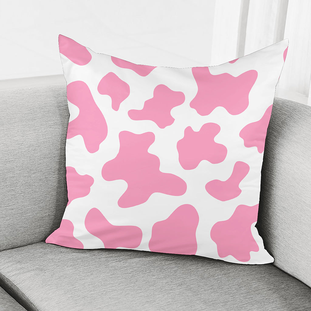Pastel Pink And White Cow Print Pillow Cover GearFrost