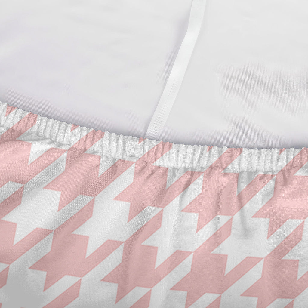 Pastel Pink And White Houndstooth Print Sofa Cover
