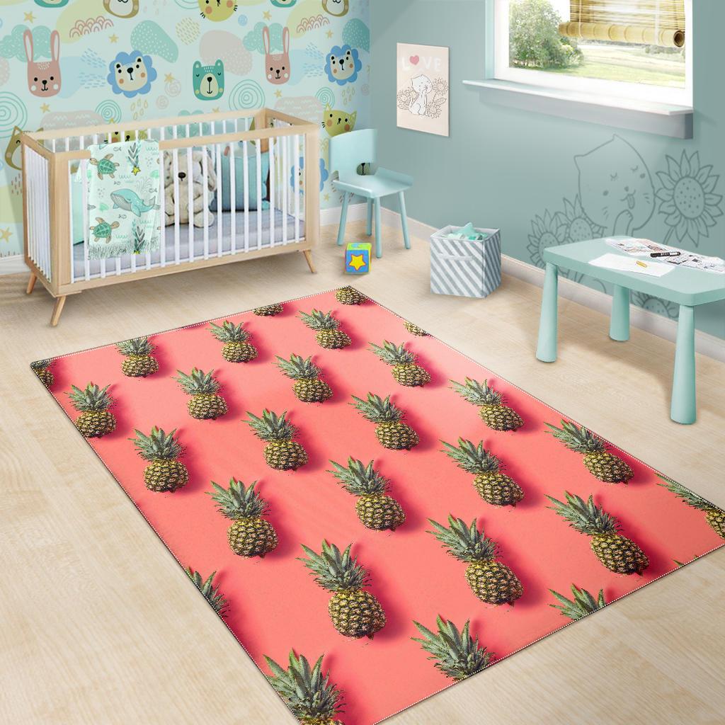Pastel Pink Pineapple Pattern Print Area Rug GearFrost