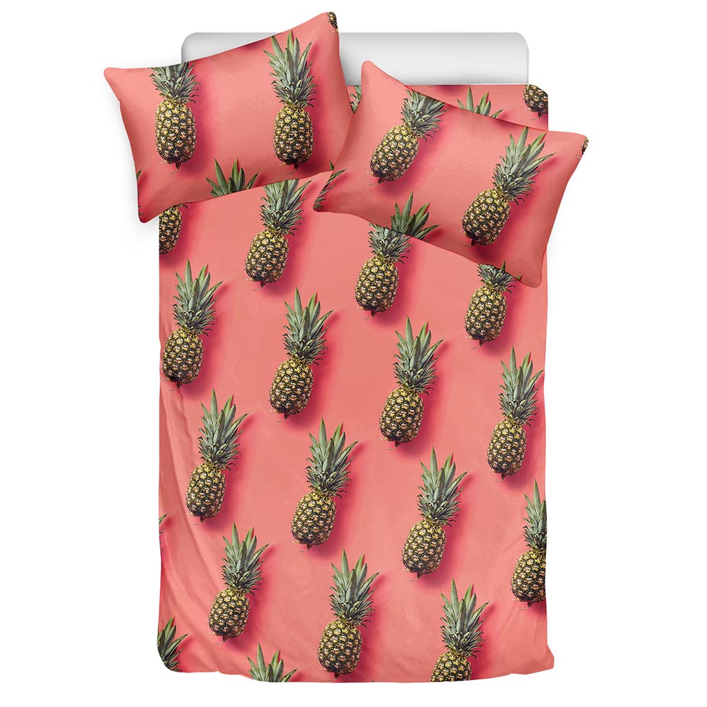 Pastel Pink Pineapple Pattern Print Duvet Cover Bedding Set