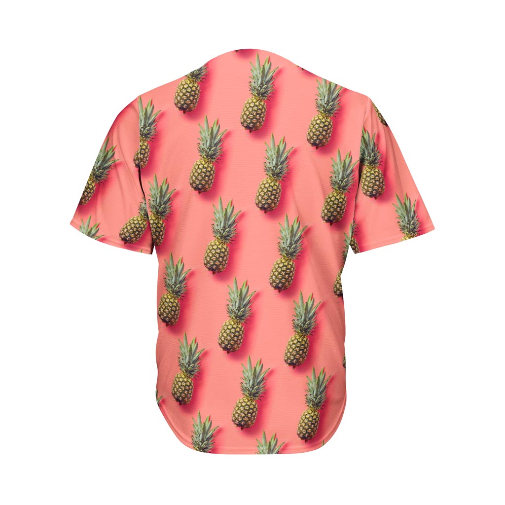 Pastel Pink Pineapple Pattern Print Men's Baseball Jersey