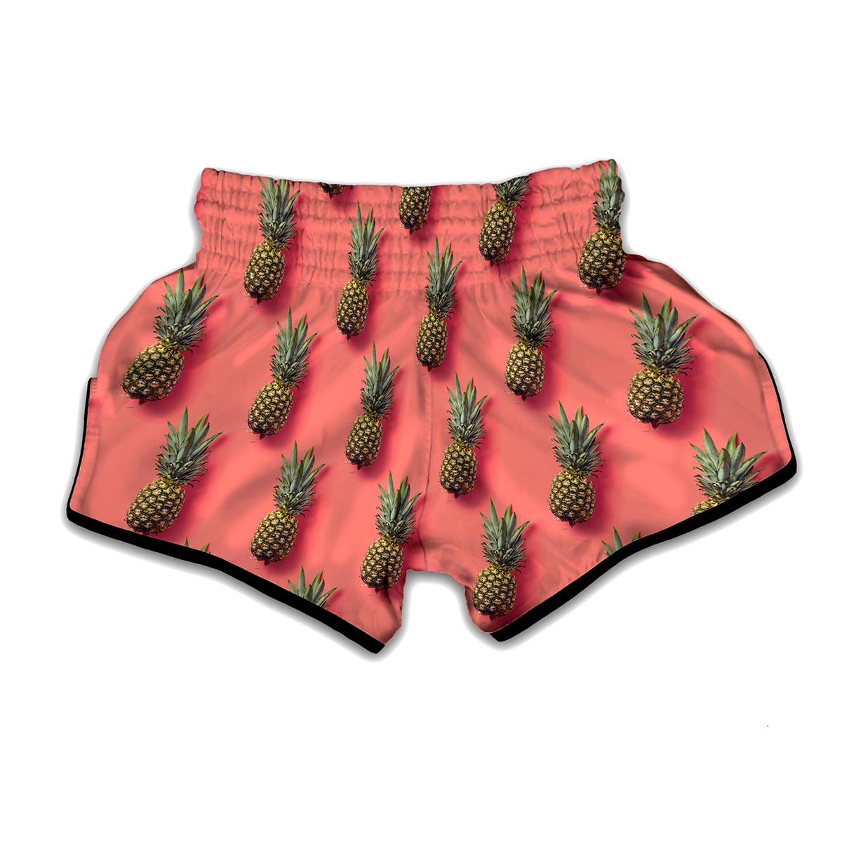 Pastel Pink Pineapple Pattern Print Muay Thai Boxing Shorts