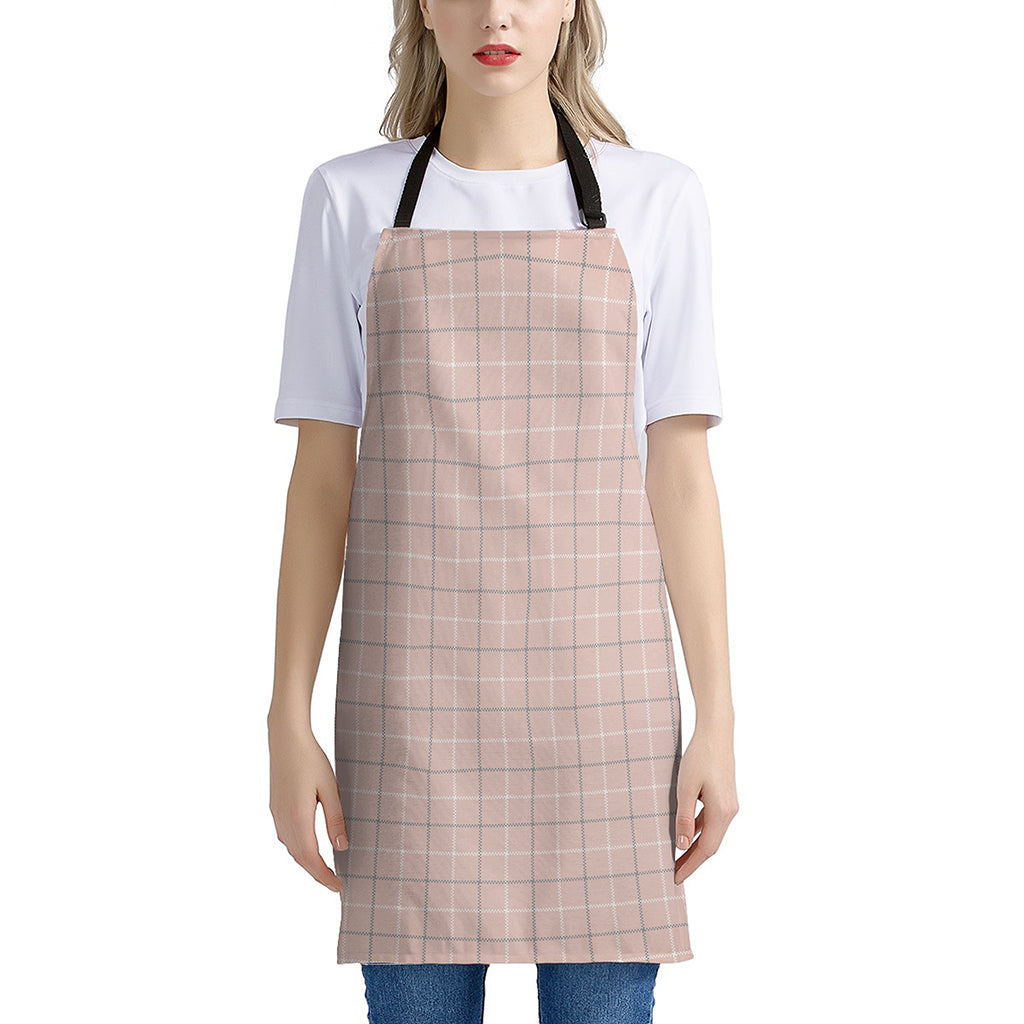 Pastel Pink Tattersall Pattern Print Apron