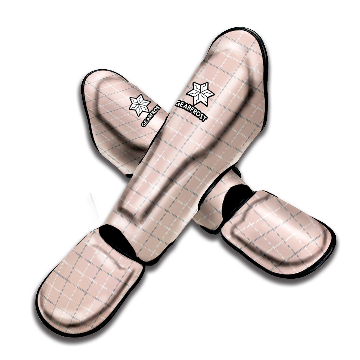 Pastel Pink Tattersall Pattern Print Muay Thai Shin Guard