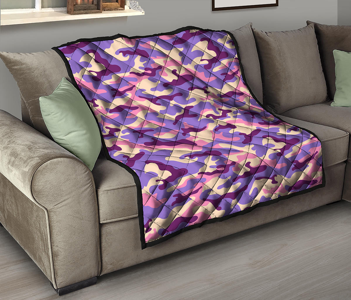 Pastel Purple Camouflage Print Quilt