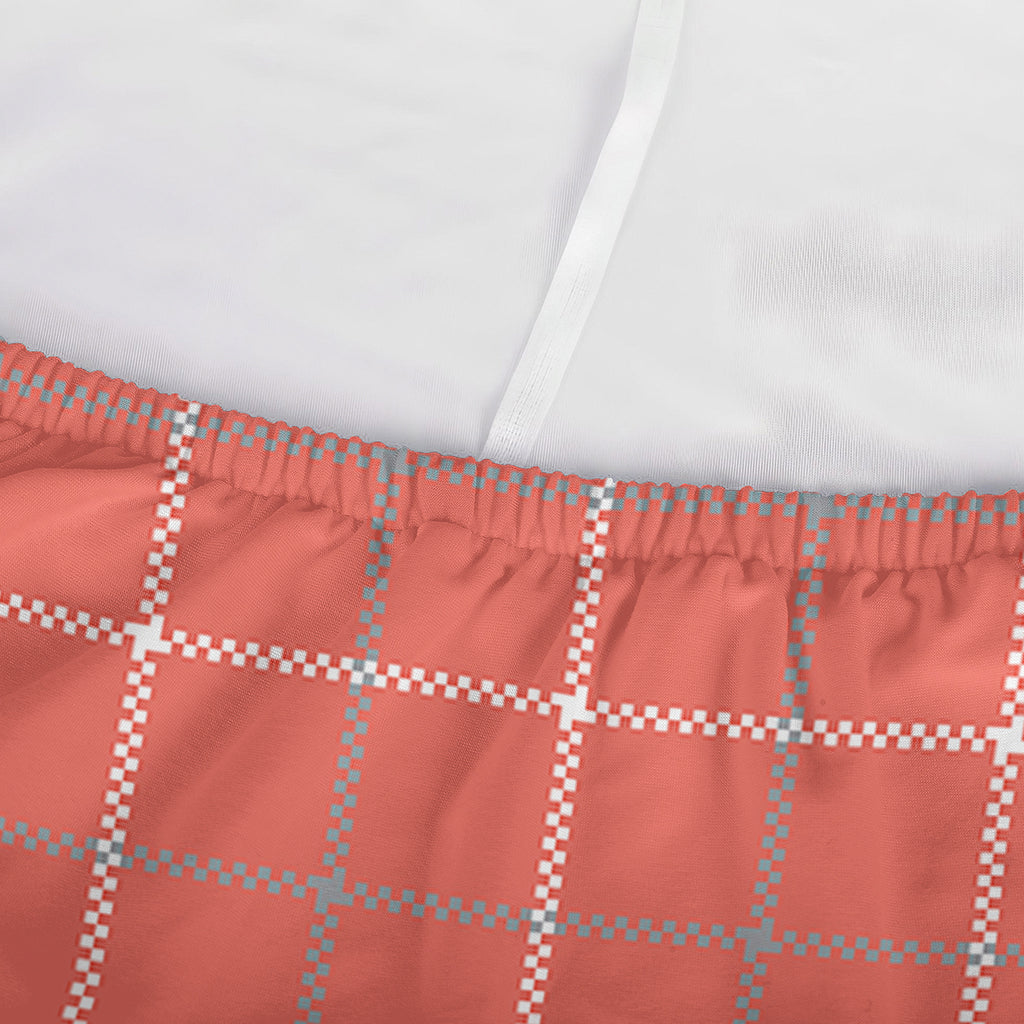 Pastel Red Tattersall Pattern Print Sofa Cover