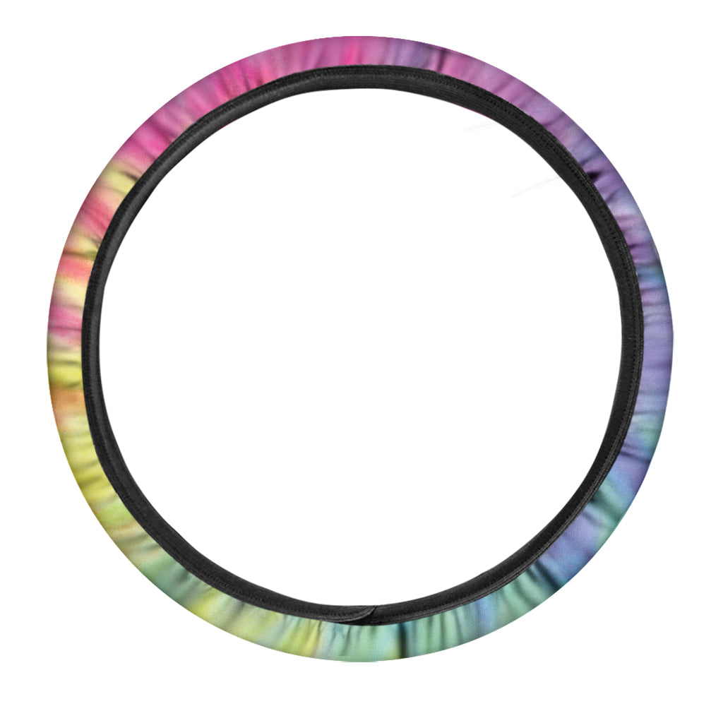 Pastel Spiral Tie Dye Print Car Steering Wheel Cover