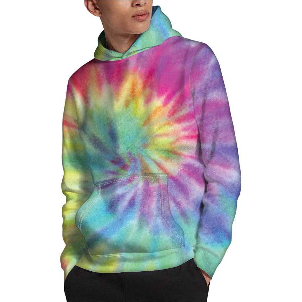 Pastel Spiral Tie Dye Print Pullover Hoodie