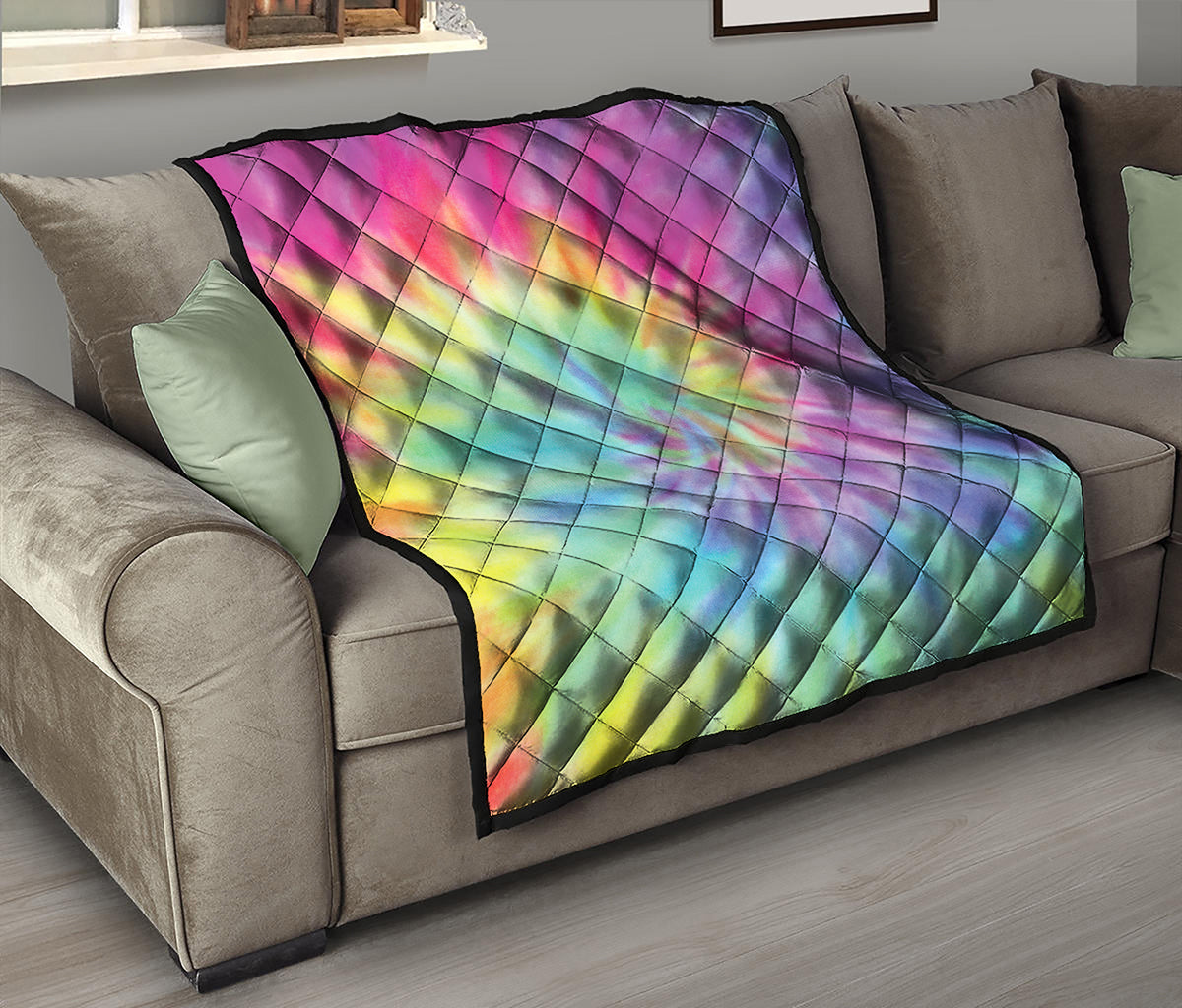 Pastel Spiral Tie Dye Print Quilt