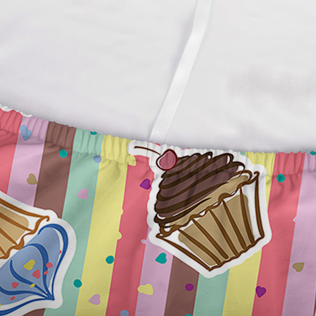 Pastel Striped Cupcake Pattern Print Sofa Cover