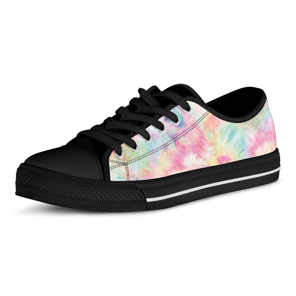 Pastel Tie Dye Print Black Low Top Shoes