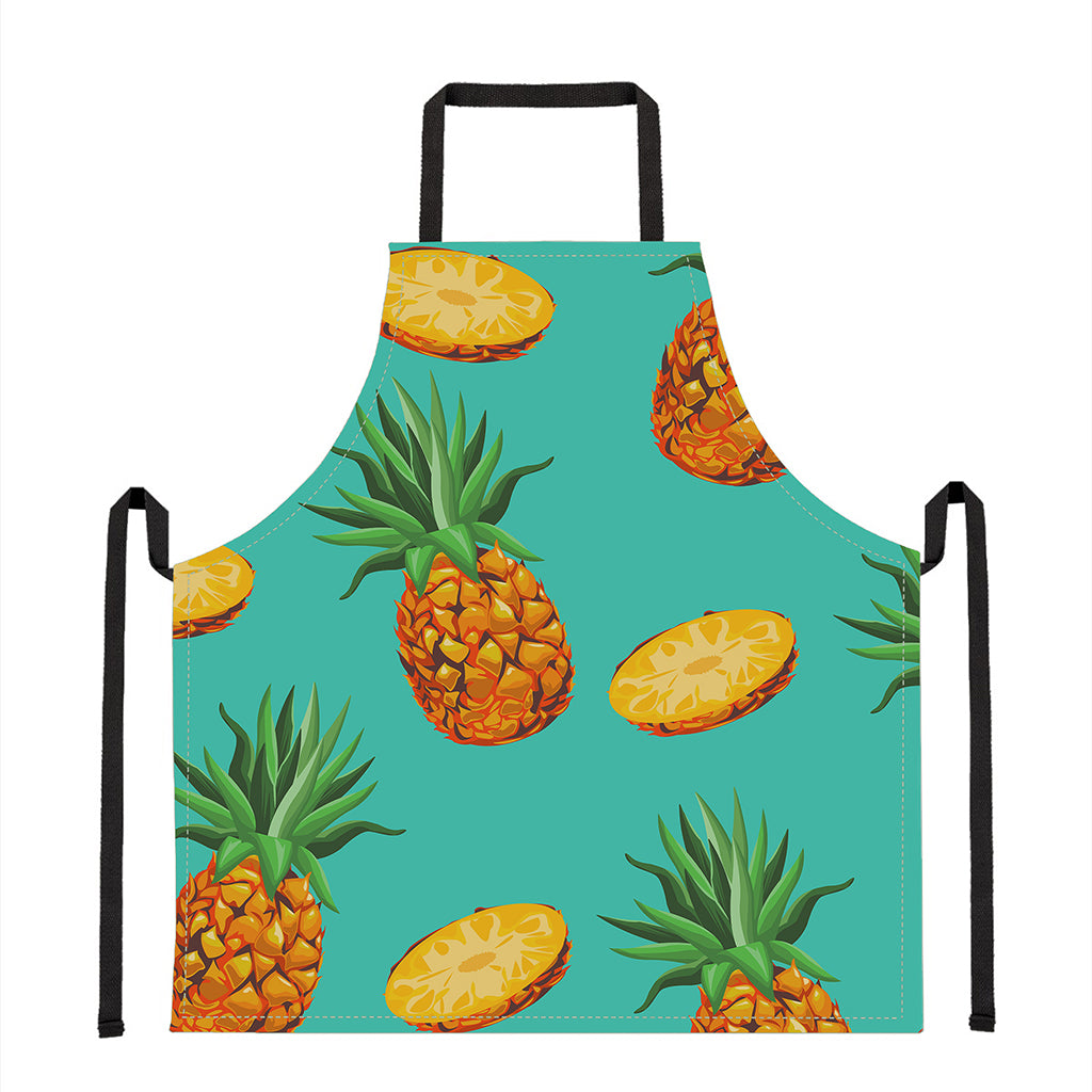 Pastel Turquoise Pineapple Pattern Print Apron