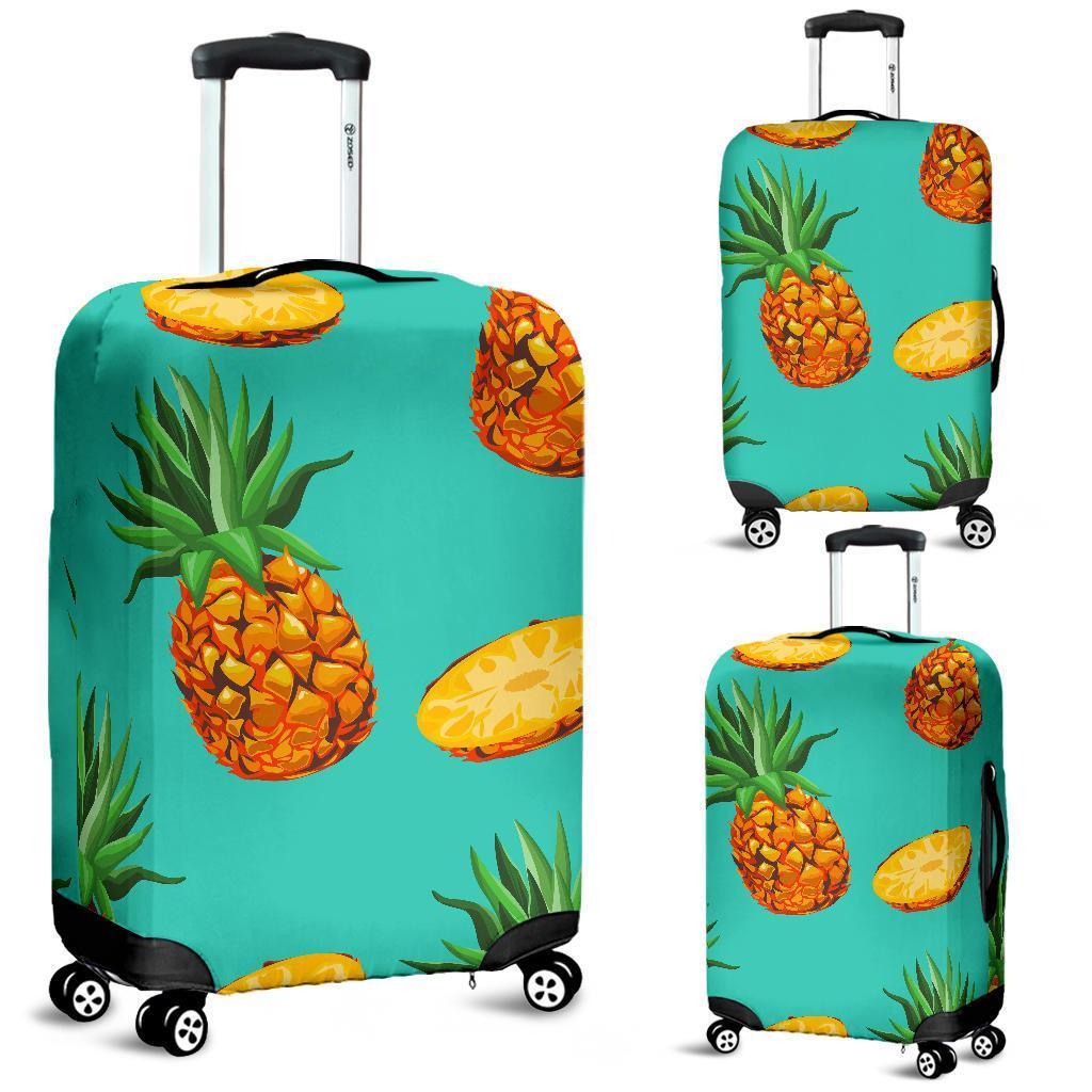 Pastel Turquoise Pineapple Pattern Print Luggage Cover GearFrost